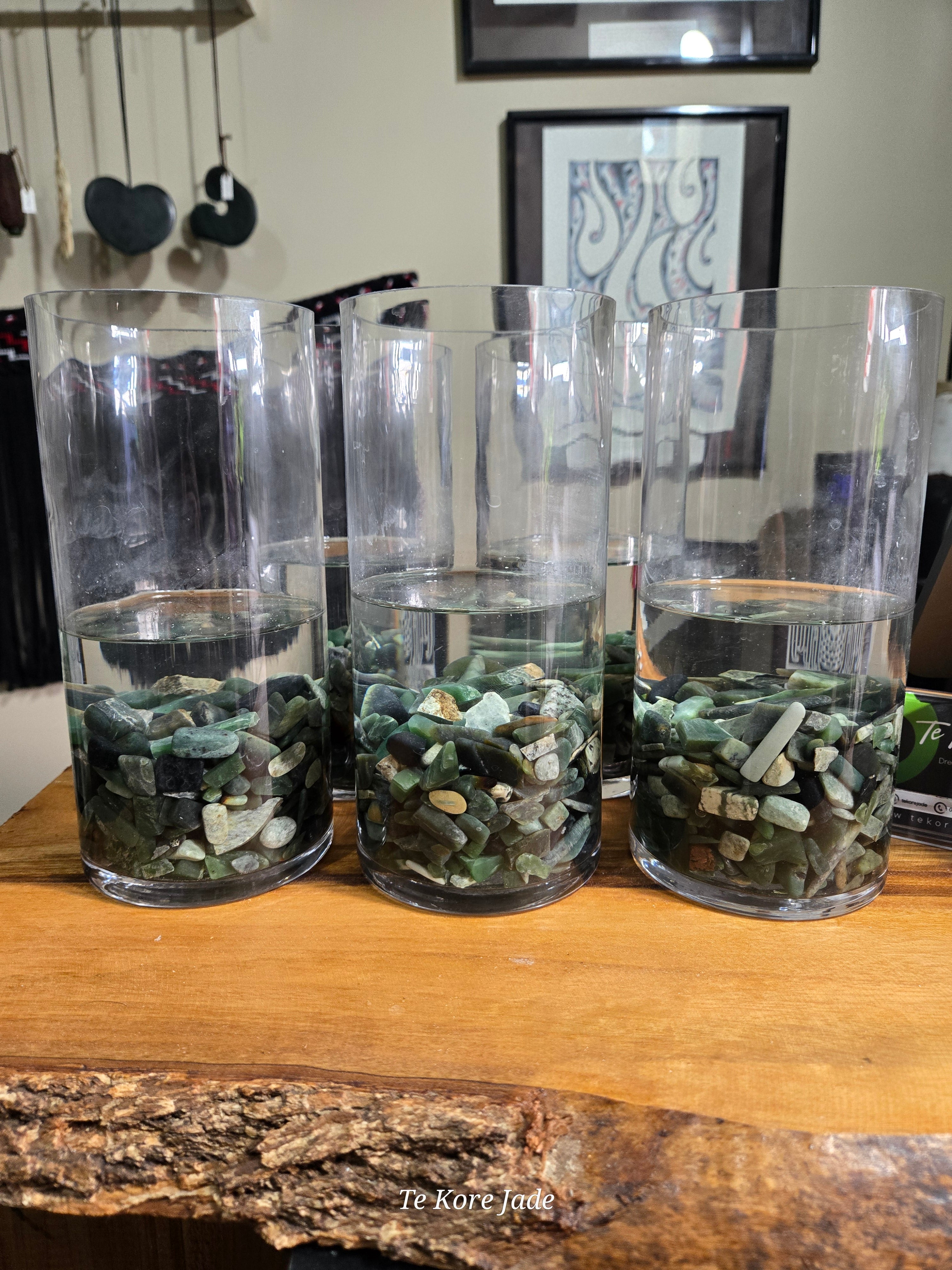 Pounamu filled flower vase