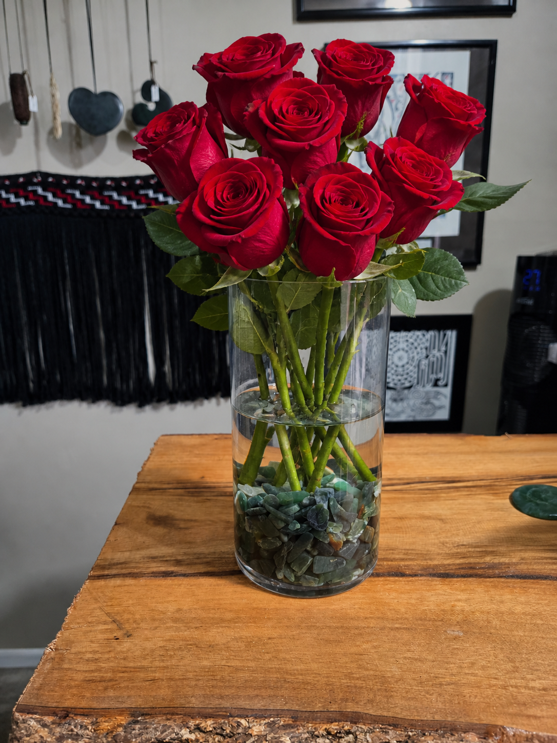 Pounamu filled flower vase