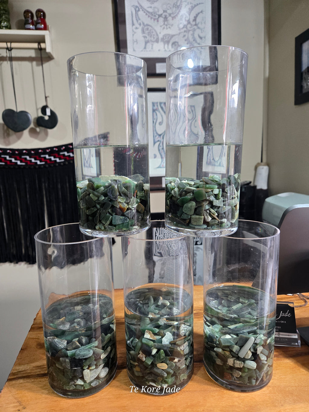 Pounamu filled flower vase