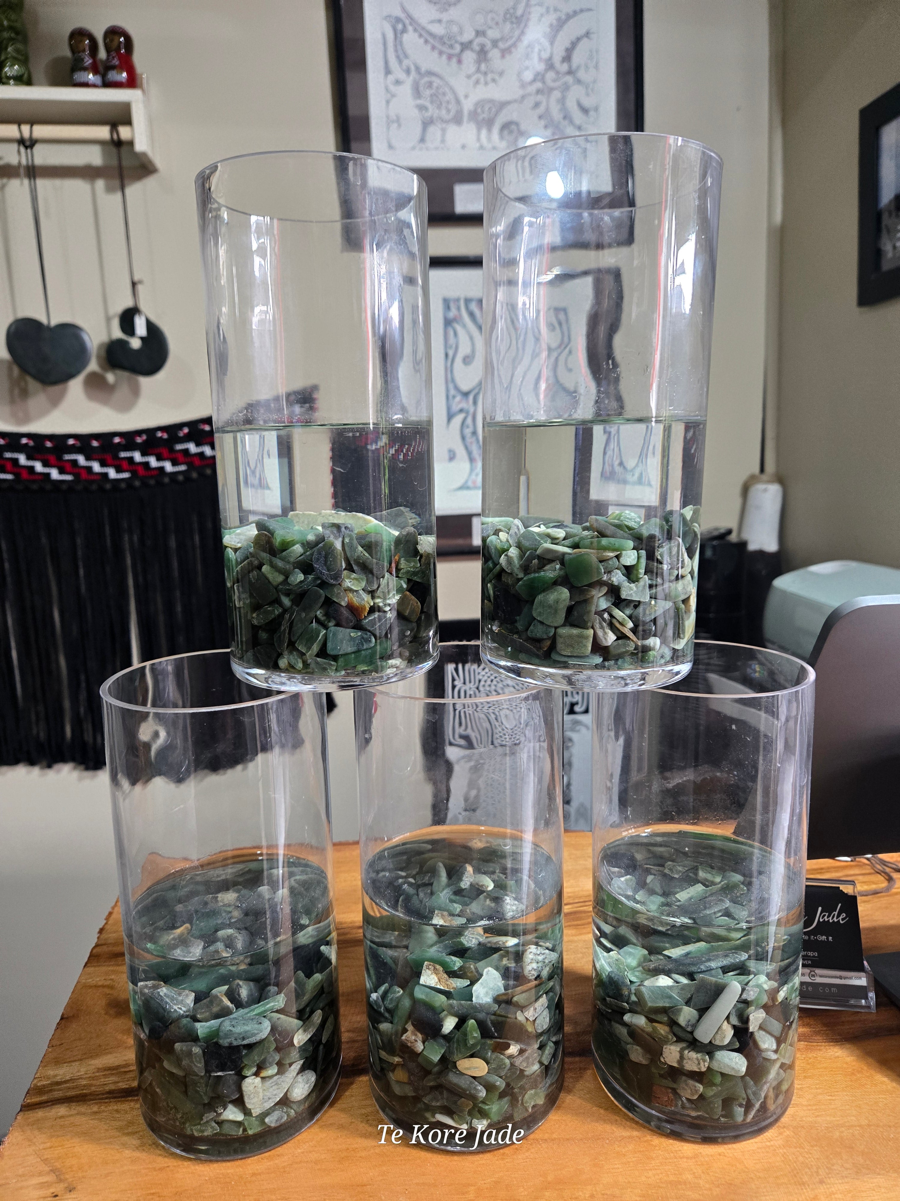 Pounamu filled flower vase